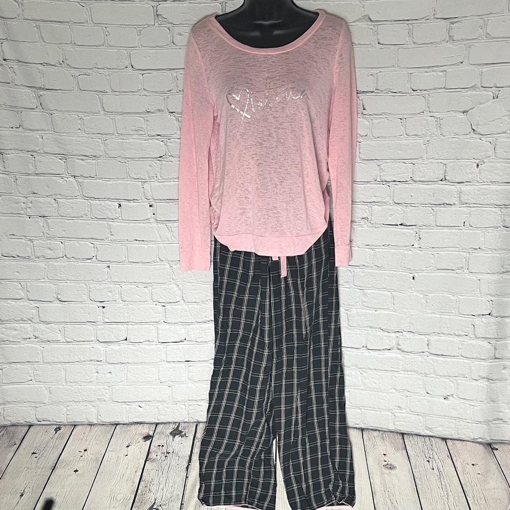 Victoria's Secret Black and Pink Plaid Pajama Pants